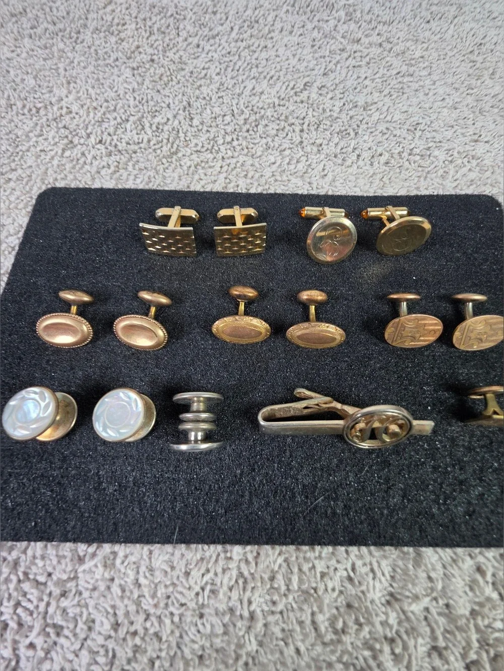 Men's Gold-Tone and Silver Cufflink & Tie Clip Set - Classic Multipack